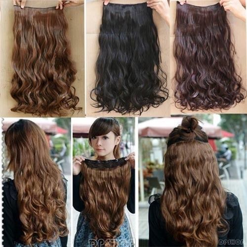 Korea Women Long Straight/wavy curly hair extension clip in on stylish 