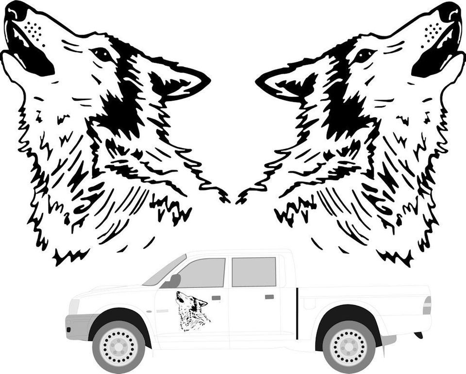 Large Howling Wolf Head Car Van Truck Motorhome 4x4 Pickup Sticker 