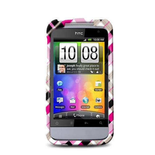 For HTC Droid Incredible 2 2D Case Check Pink Brown