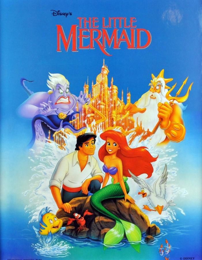 Vintage Disney Little Mermaid Ariel Castle Eric Cartoon RARE Poster 