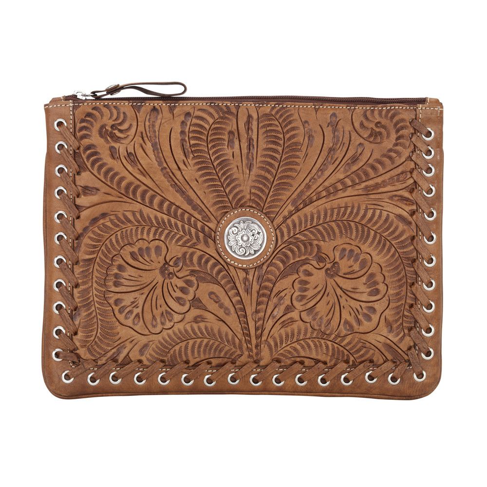 American West Harvest Moon Tooled Leather for iPad Tablet Computer 