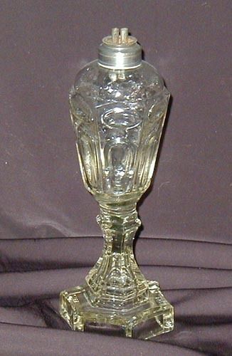 Antique Whale Oil Pressed New England Glass Table Lamp