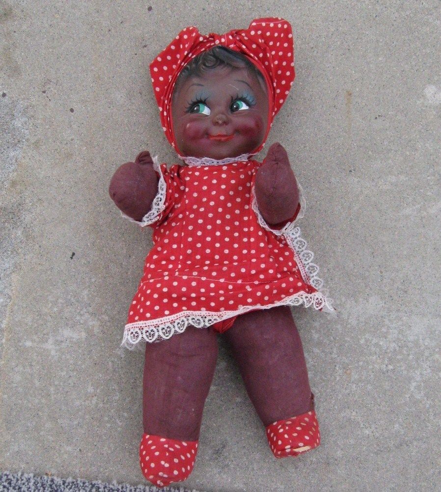 Vintage Aunt Jemima Doll Black Americana Mammy Cloth Body Rubber Head 