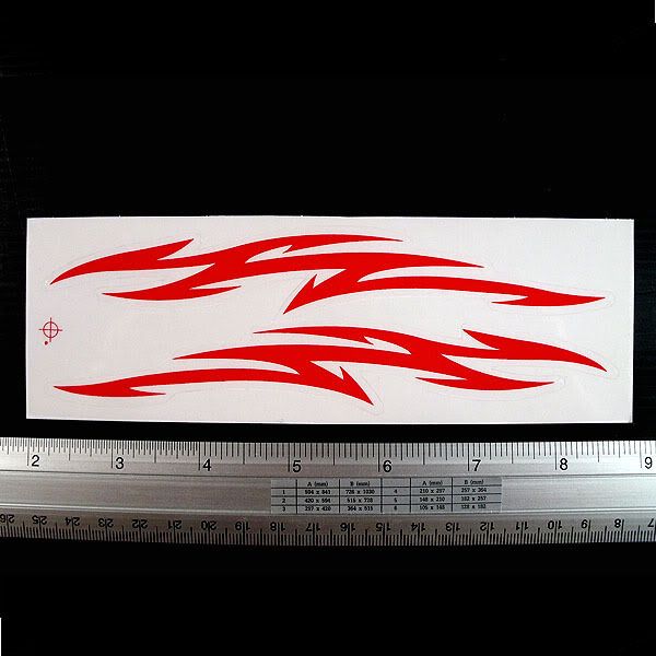 Red Flame Tattoo Car Racing Bike Decal Sticker 2x7