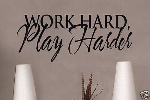 Work Hard Play Harder Vinyl Wall Lettering Word Sticky