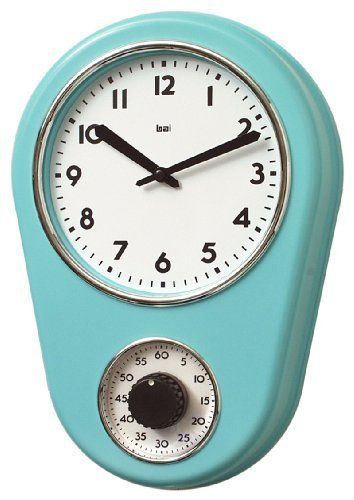 Bai Retro Kitchen Timer Wall Clock Turquoise