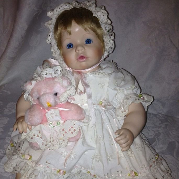 Danbury Mint Baby Girl Doll Teddy Bear Jennifer 1990