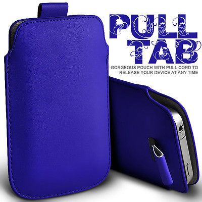 BLUE PULL TAB LEATHER POUCH CASE SKIN COVER FOR LG TOWN GT350
