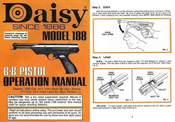 daisy model 188 air pistol c1985 manual 