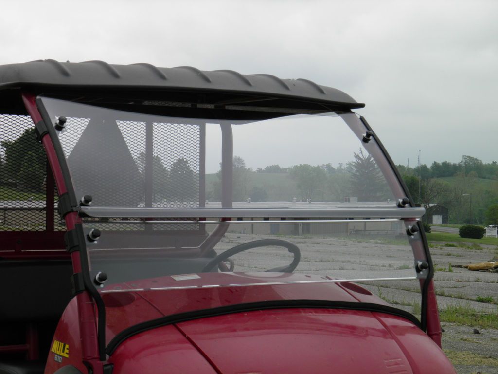 Clear LEXAN WINDSHIELD w Quick Connect Clamps ~ KAWASAKI MULE 600 