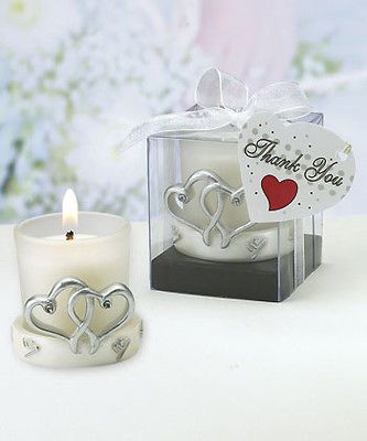 200 Interlocking Silver Hearts Glass Votive Candle Wedding Party Favor 