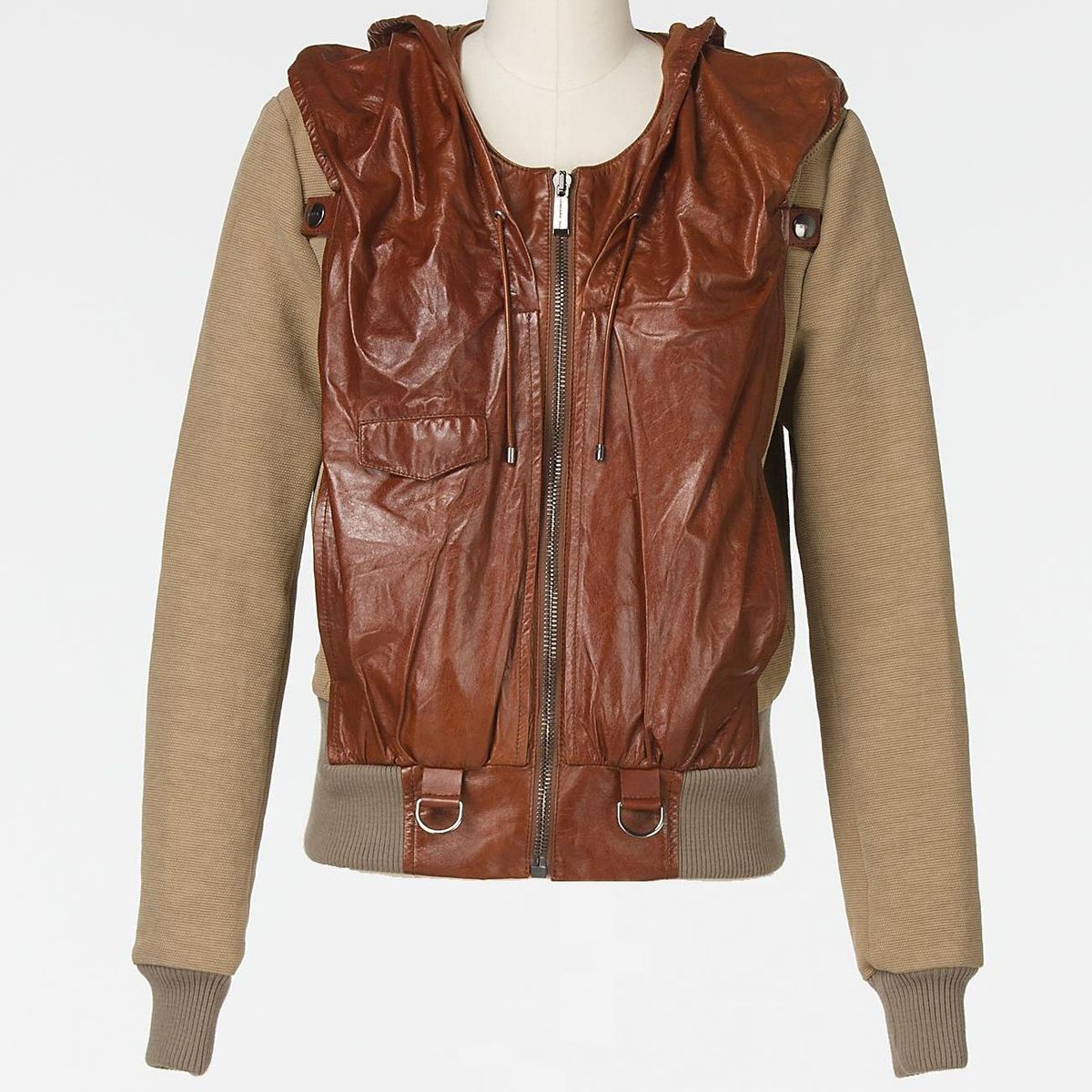 Amber Rose Barbara Bui Leather Combo Bomber Jacket Size 40