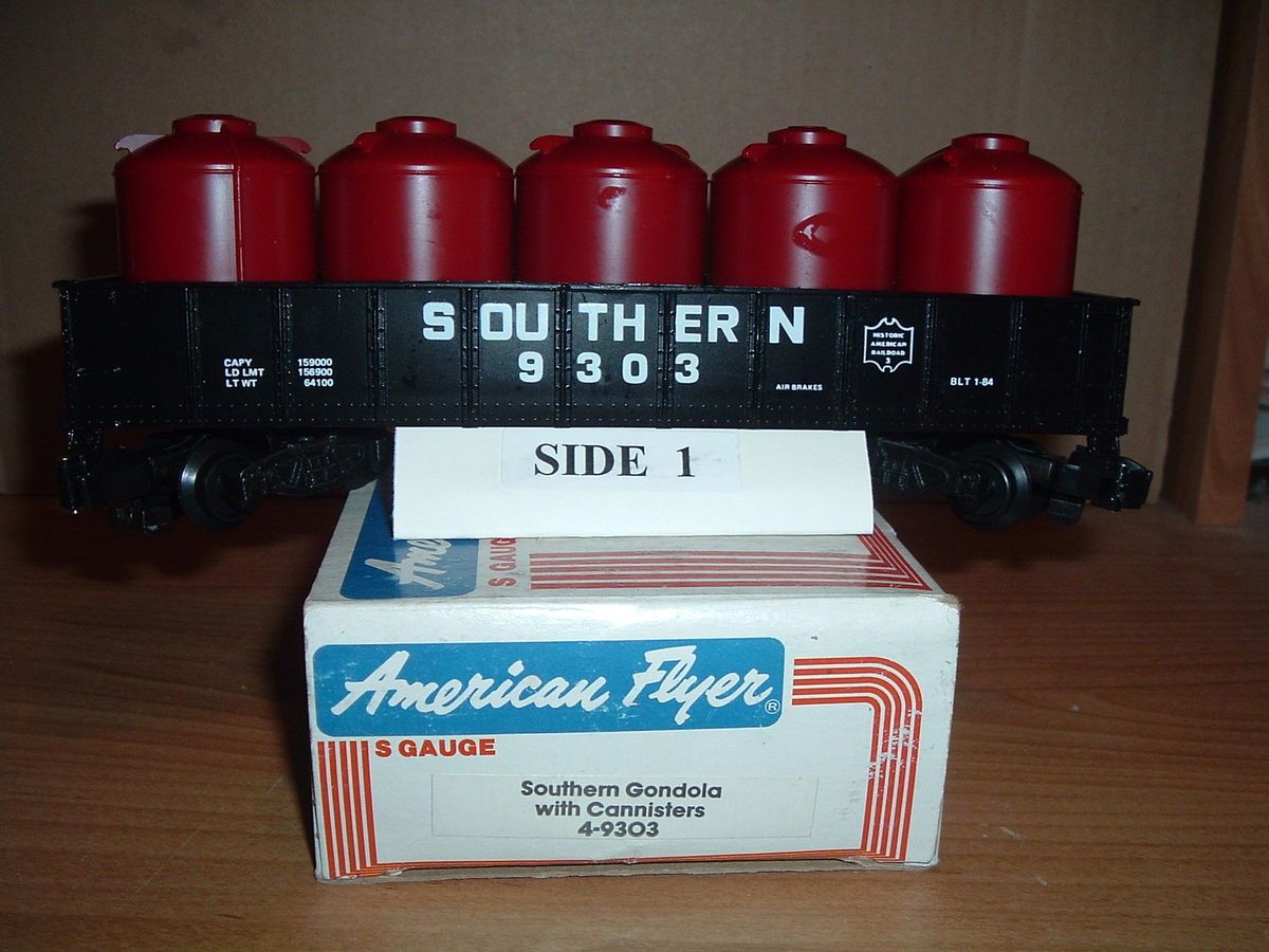 American Flyer s Gauge Made by Lionel 4 9303 Gondola Car w Canisters 