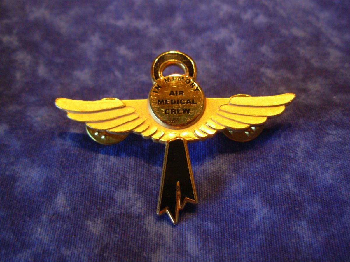 Angel wings air medical EMS flight crew memorial black ribbon 