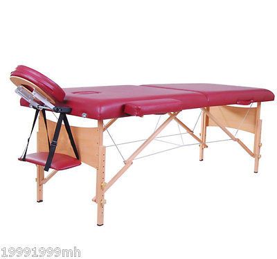 Foldable Massage Table Portable Bed PU Adjustable Leg 2 Section 2.5in 