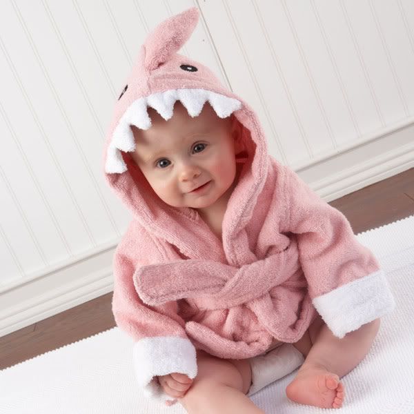 Personalized Let The Fin Begin Pink Shark Bath Robe Baby Shower Gift 