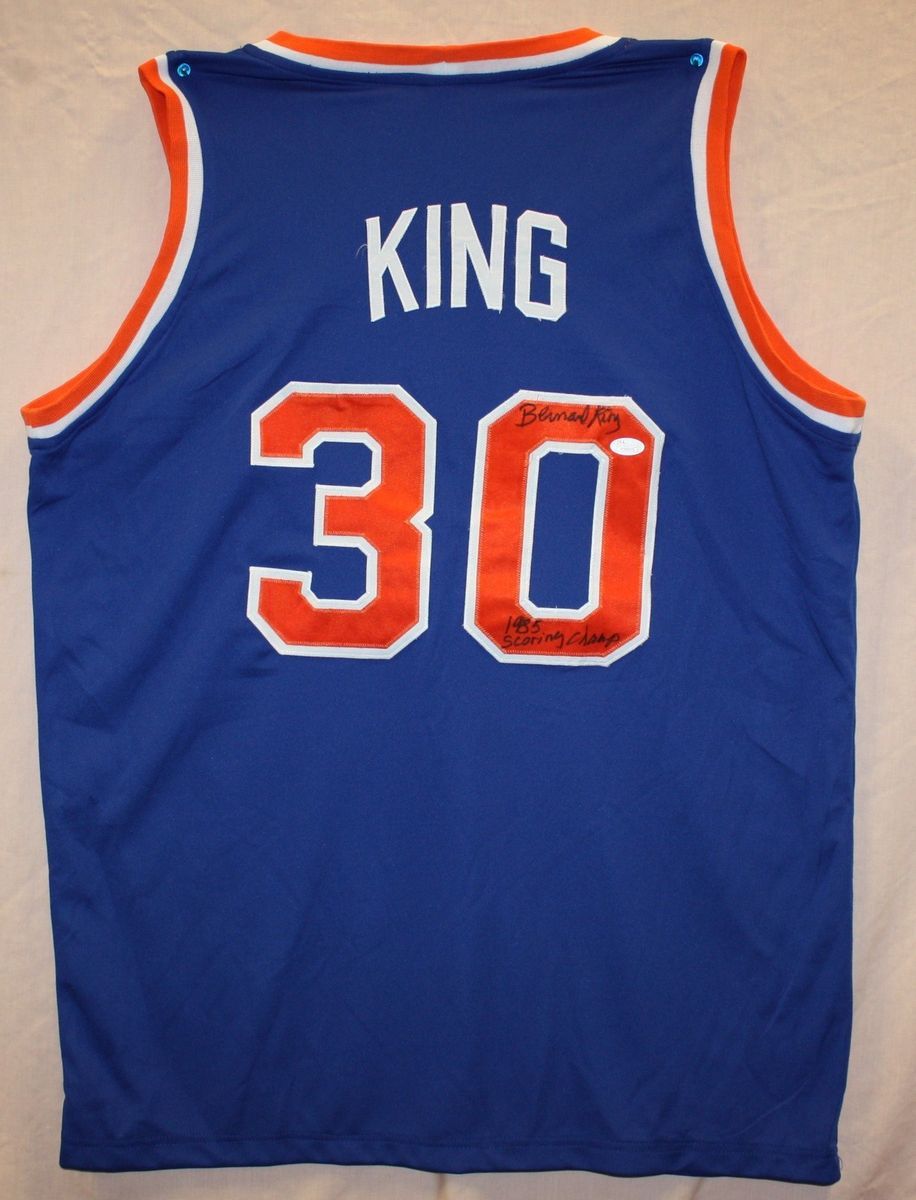 Bernard King Autographed New York Nets Blue Jersey Authenticated by 