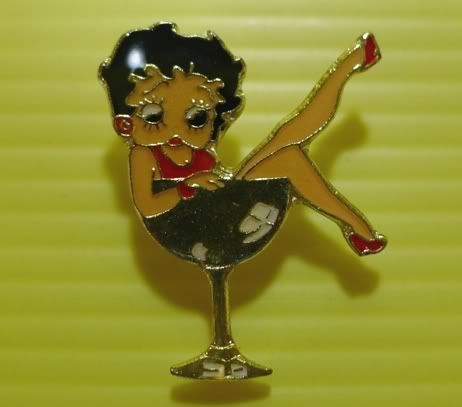 Betty Boop Sexy in A Gold Champagne Glass Anime Pin