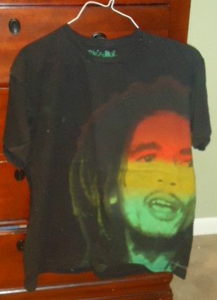 Bob Marley T Shirt Black Yellow Green Size L