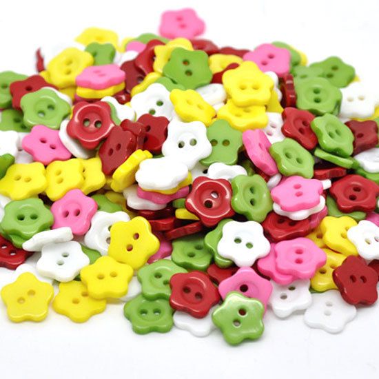   Mixed Flower 2 Holes Resin Sewing Buttons 12mm Dia Knopf Bouton