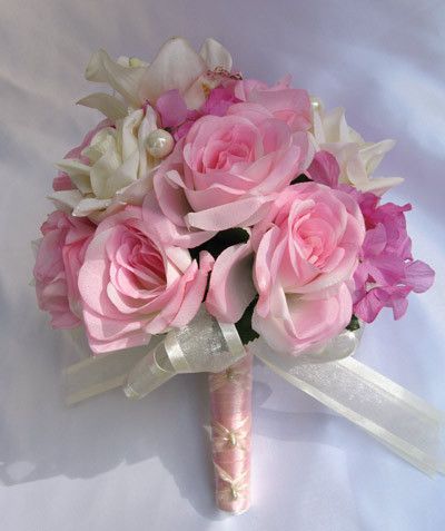 Bridal Bouquet Wedding Flowers Decoration Pink Cream