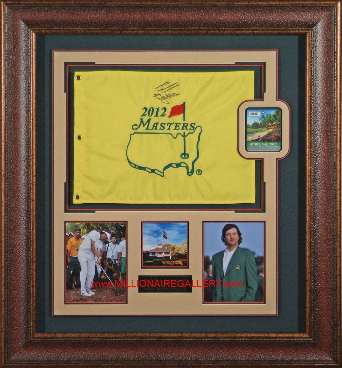 Bubba Watson Signed 2012 Masters Flag Autographed Framed Display PSA 