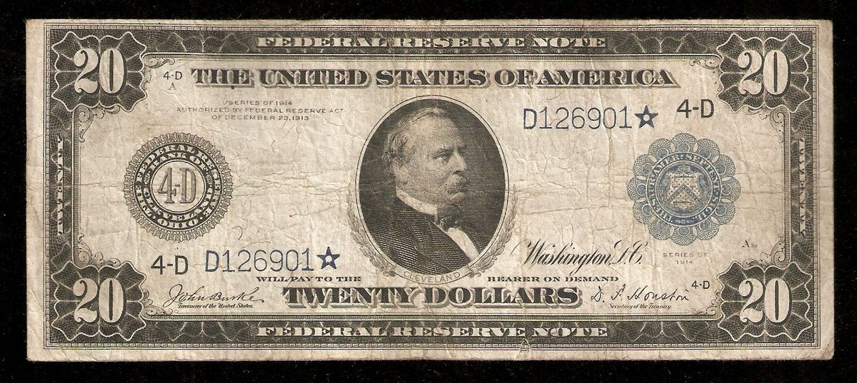 1914 $20 Twenty Dollar Federal Reserve ★star★ Note Cleveland Oh 