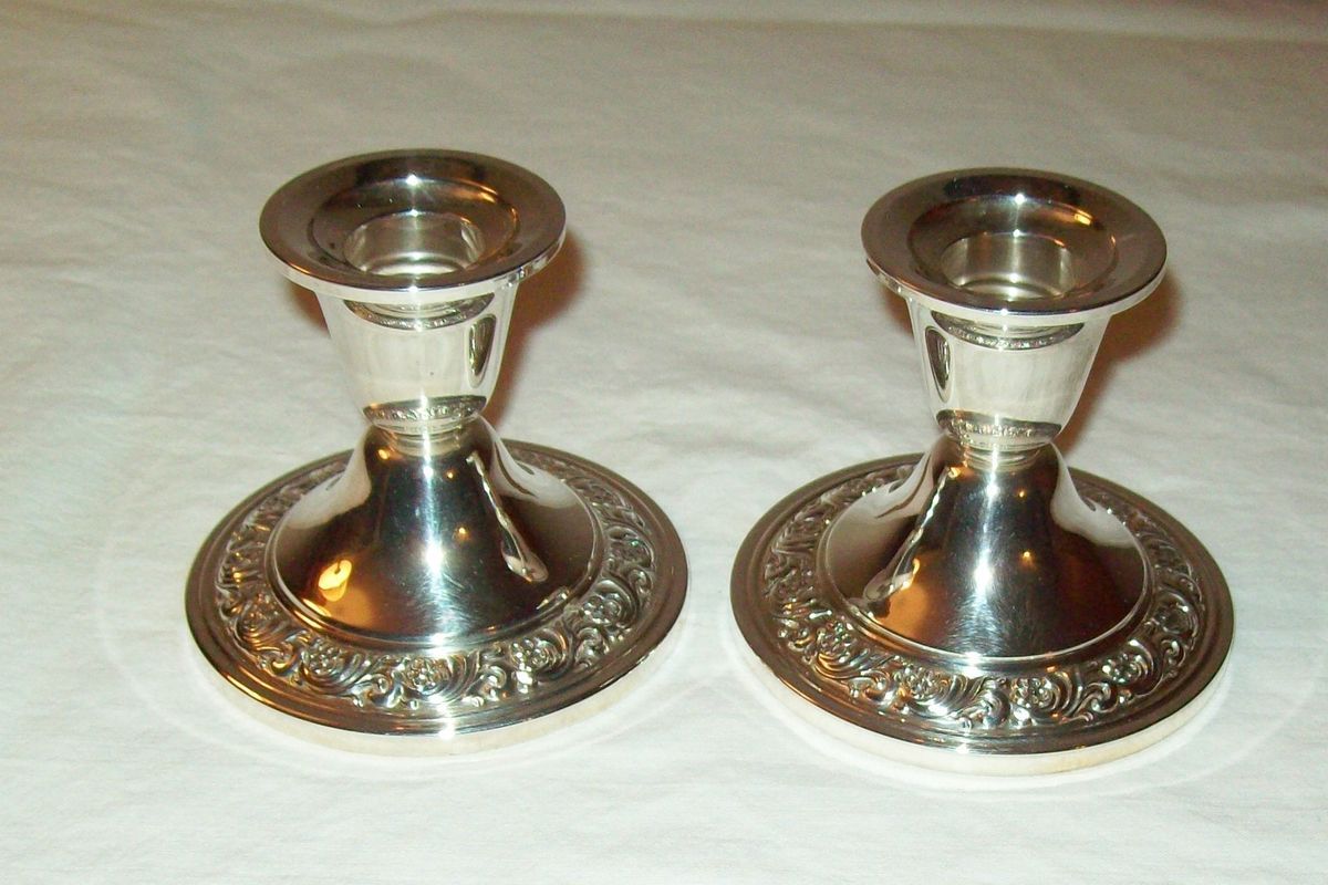 ALVIN STERLING SILVER MARKED CANDLE STICK HOLDERS 2 NICE COND