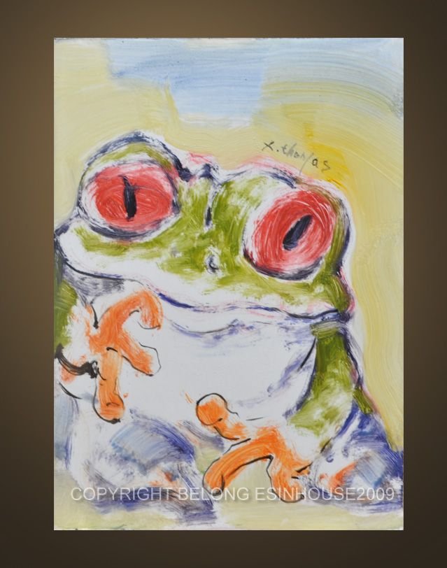 The Frog Coney Original Oil Painting Cute 5x7 Panel Art