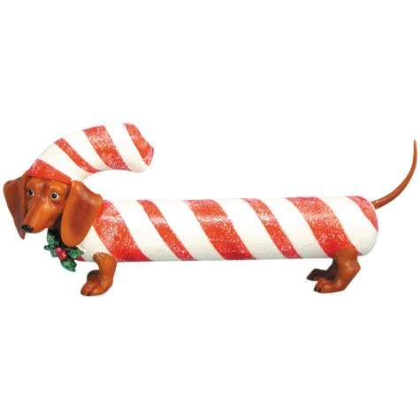 Hot Diggity Christmas Holiday Candy Cane Dachshund Dog Figurine 