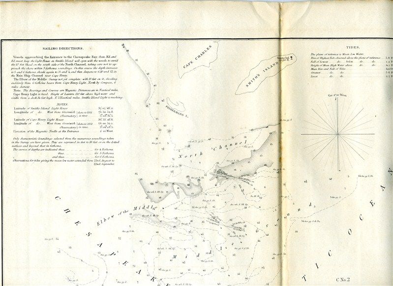 Entrance to Chesapeake Bay 1851 Survey Map Virginia Coast & Sailing 