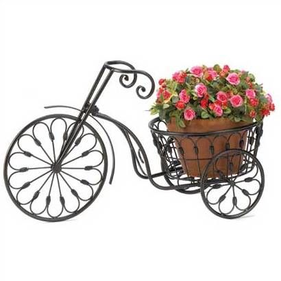  WROUGHT IRON OLD FASHIONED ANTUIQUE LOOK TRICYCLE PLANT FLOWER STAND