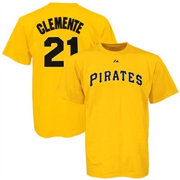 ROBERTO CLEMENTE #21 Pittsburgh Pirates Majestic T Shirt Jersey
