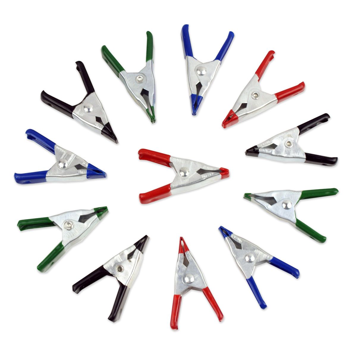 12 Color Coded 2 Steel Spring Clips Clamps PVC Dipped