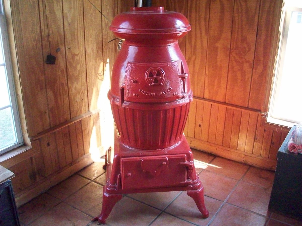 Antique Wood & Coal Burning Large Pot Belly Stove, Totally