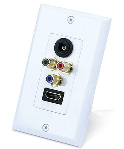 HDMI Component 3RCA Toslink Optical Wall Plate White