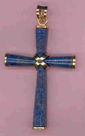 large gold tone blue lapis cross this cross is made of natural lapis