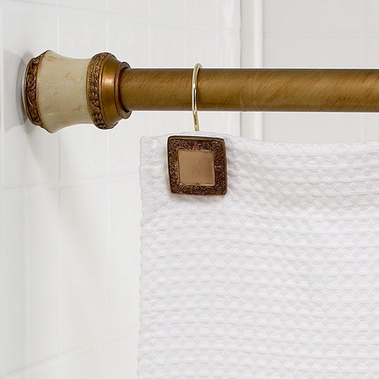 Lakewood Shower Curtain Tension Rod with Decorative Finials Gold