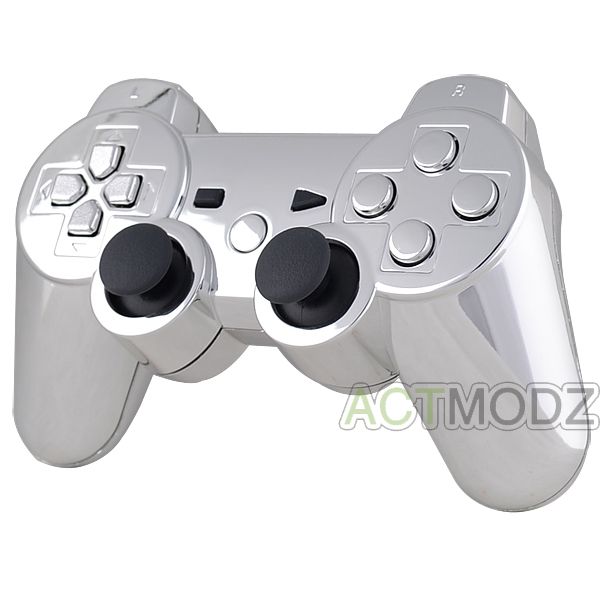 Chrome Silver Custom for PS3 Controller Shell with Matching Buttons