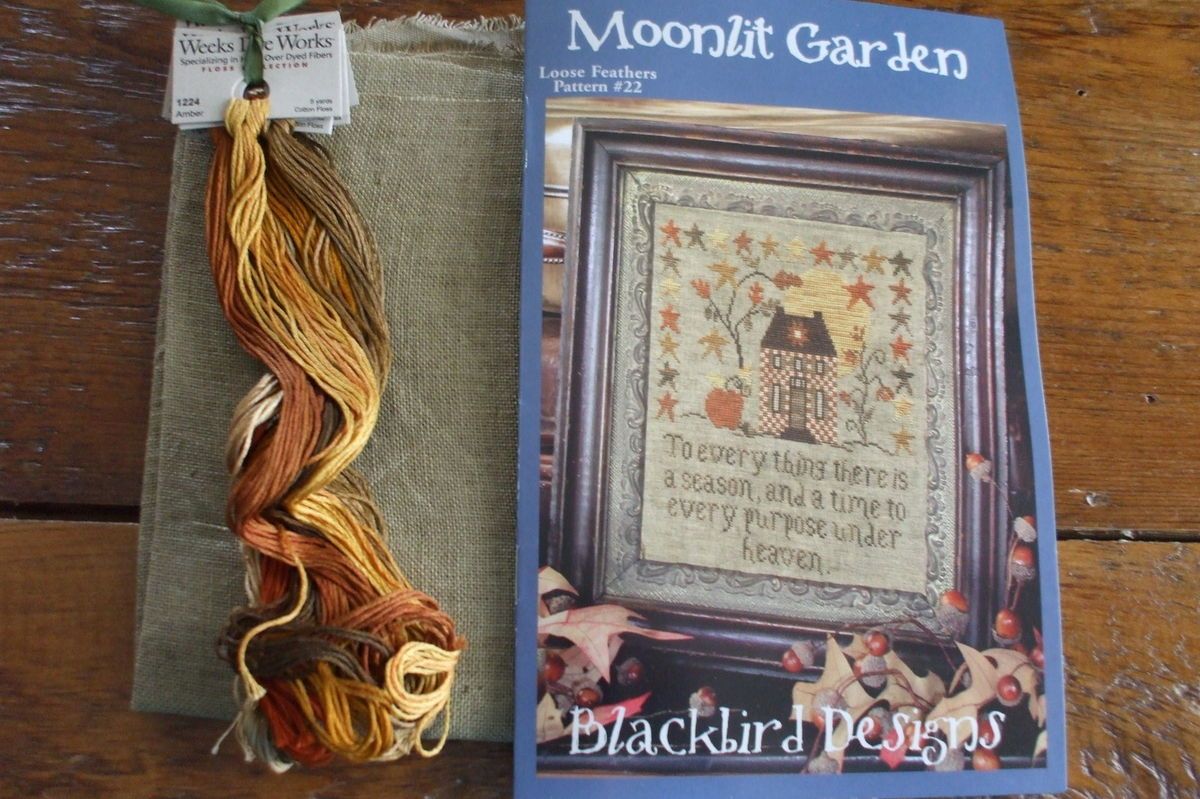Blackbird Designs Counted Cross Stitch Moonlit Garden Kit with Floss