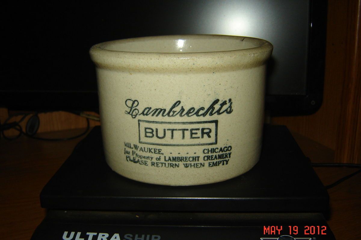 Vintage Antique Lambrechts Creamery Dairy Salt Glazed Stoneware Butter