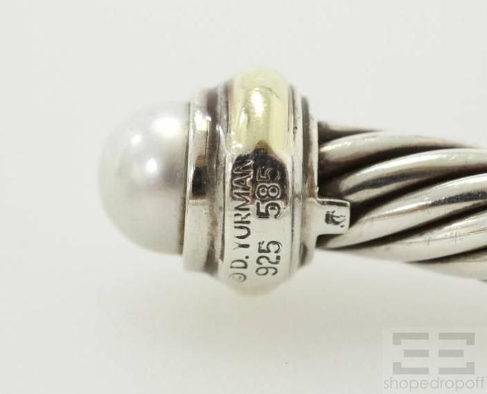 David Yurman Sterling Silver & 14K Gold Pearl Cable Bracelet