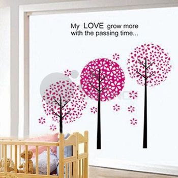 Large Removable 3 Pink Trees Wall Sticker Baby Girls Nursery Room Kids