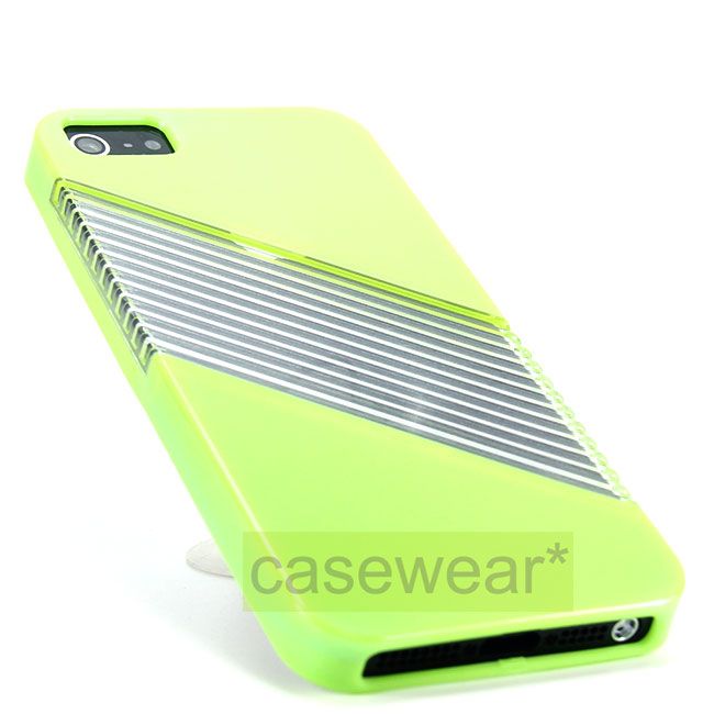 Neon Green Diagonal Line TPU Gel Skin Case Cover for Apple iPhone 5