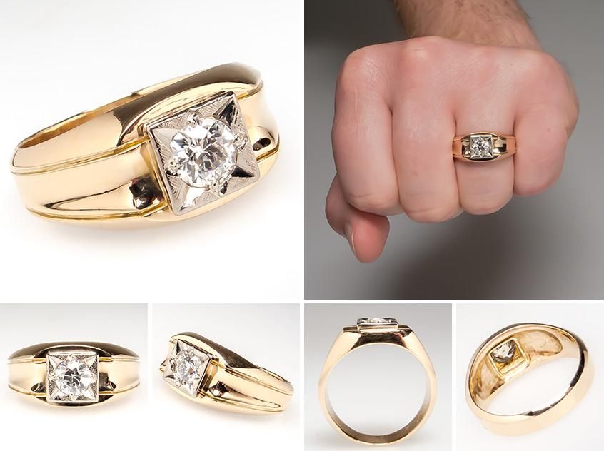  Mens Genuine .69 Ct Diamond Wedding Band Ring Solid 14K Gold Jewelry