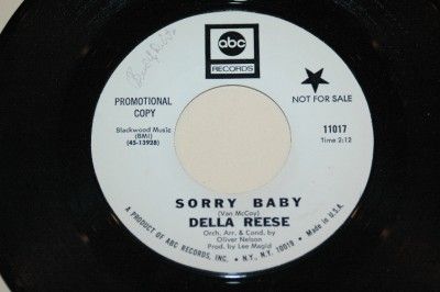 RARE Soul 45 Della Reese Sorry Baby ABC 11017 DJ Listen