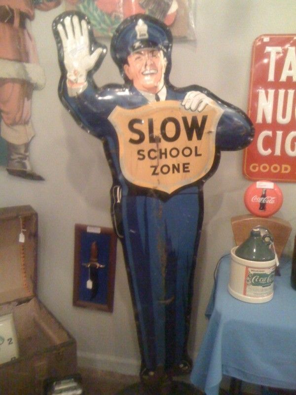 1950s Coca Cola Original Policeman School Crossing Guard Sign