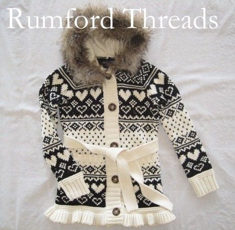  Faux Fur Hooded Sweater Coat 6 7 8 10 Fair Isle Deer Valley