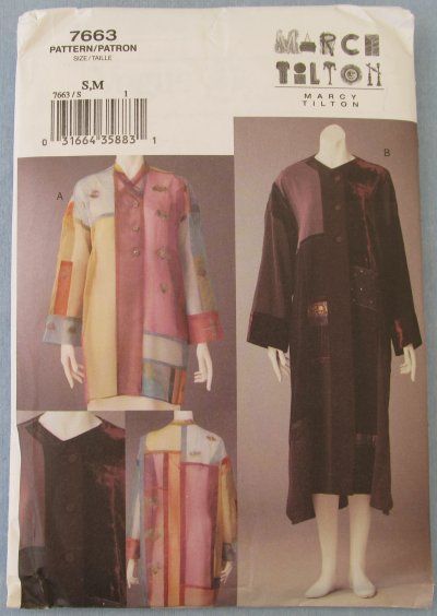 Marcy Tilton Designer Jacket Coat s M 7663 Vogue Sewing Pattern