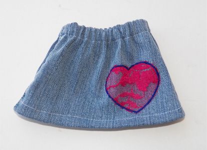 Pink Heart Valentine Denim Skirt Doll Clothes Fits 15 American Girl